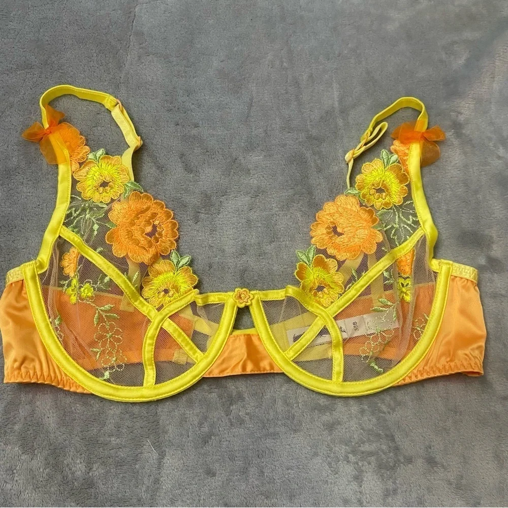 New! For Love and Lemons neon rose bra 24568
